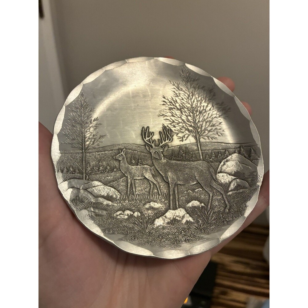 WENDELL AUGUST FORGE Coaster Wildlife DEER Vintage Hammered Aluminum Hand Forged